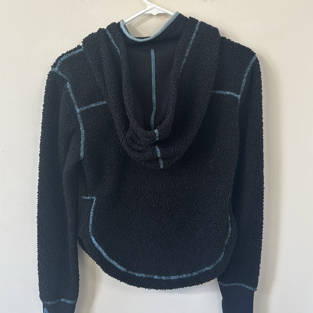 Free People Movement Fuzzy Factor Hoodie Black Combo Size XS - Picture 10 of 12